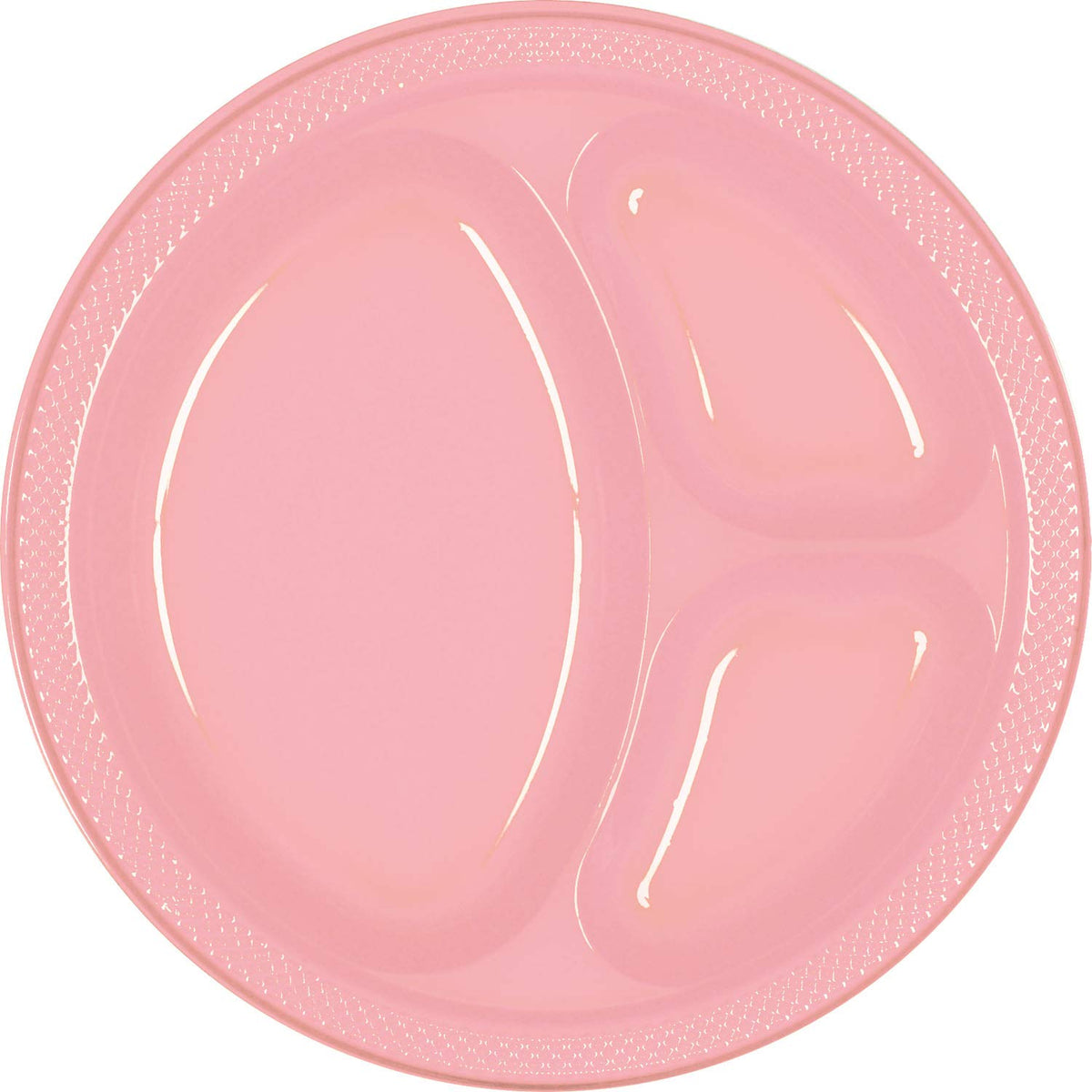 New Pink 3-Compartment Plastic Plates - 10''(Pack Of 20) - Vibrant & Convenient Party Plates For All Occasions