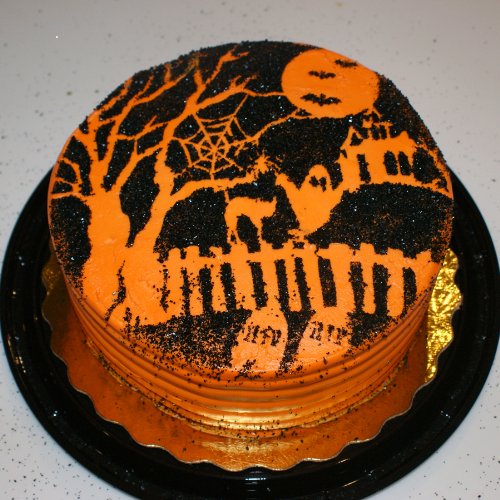 Designer Stencils Halloween Cake Fright Top Stencil, Beige/Semi-Transparent