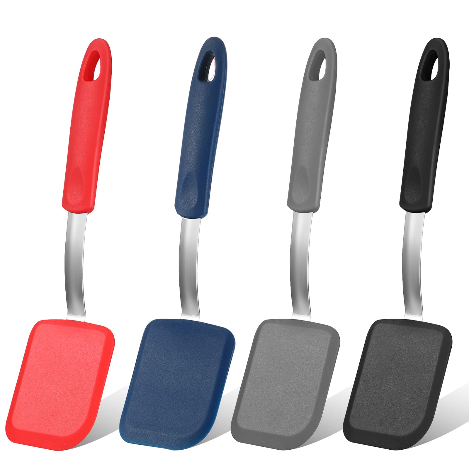 Gejoy 4 Pcs Silicone Cookie Spatula Turner Mini Brownie Spatula Flexible Silicone Spatulas Nonstick Cookware Heat Resistant No S