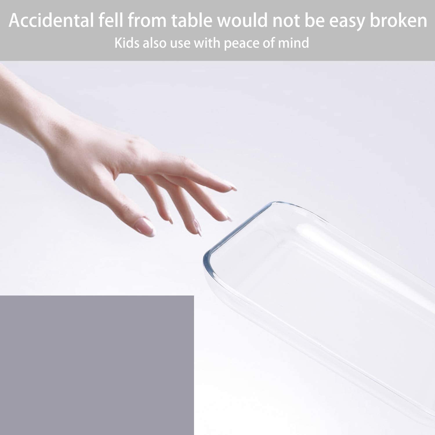 Foyo Toast Plates, Clear Square Tempered Glass Salad Dessert Plates 7 Inch, Set Of 3