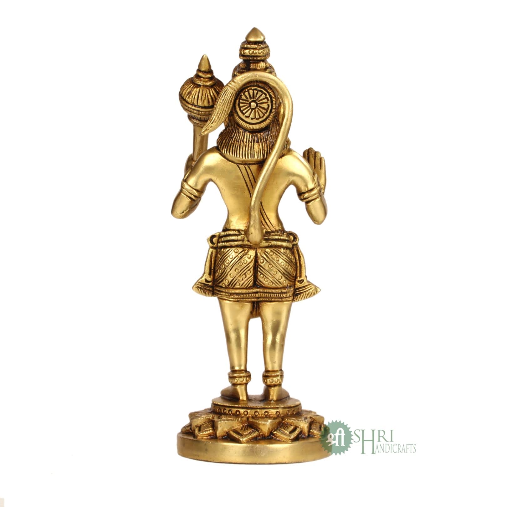 INDICAST Brass Standing Hanuman ji Bajrangbali Sankat Mochan Idol Murti for Home Office Decor- Height 20 Cms