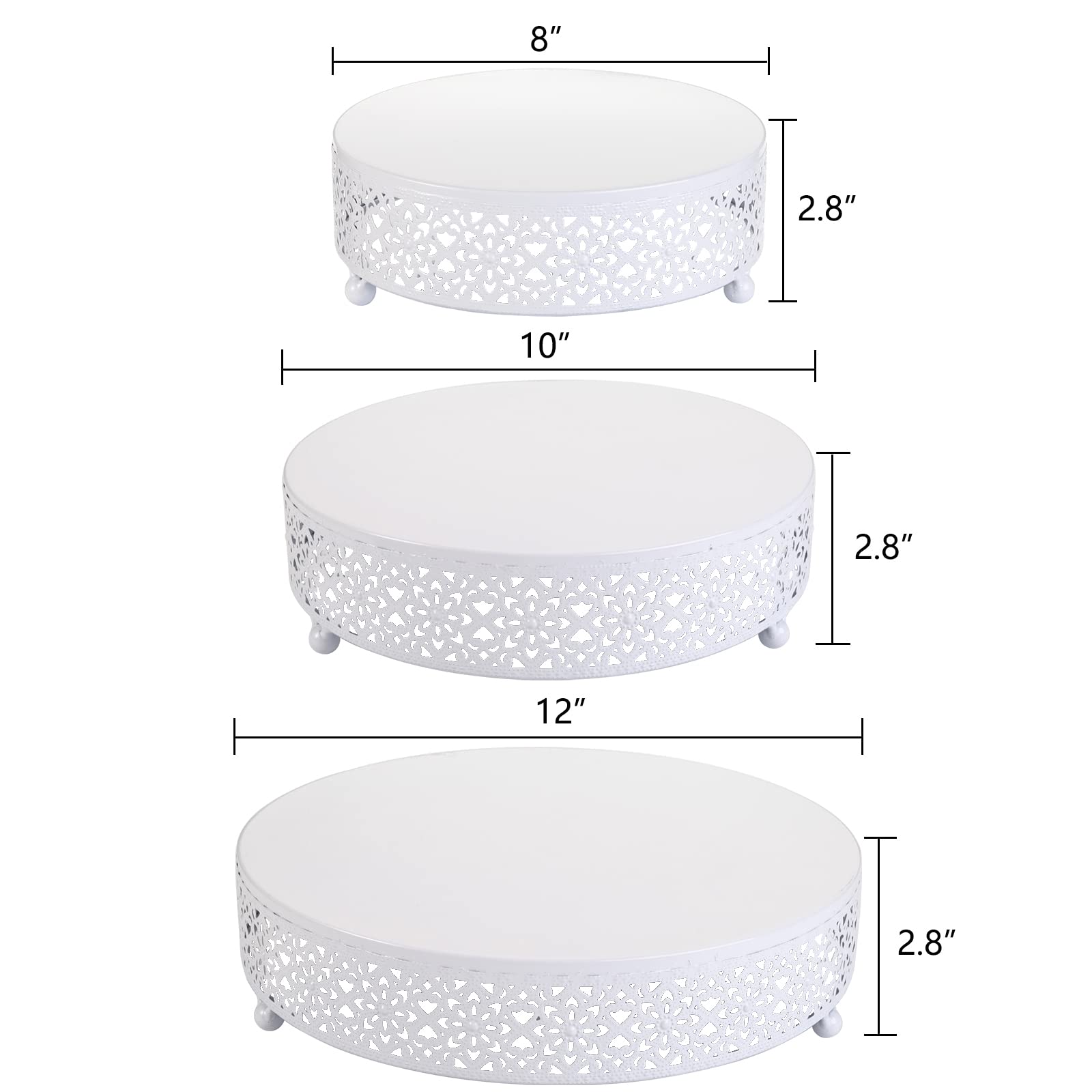 Hedume Set Of 3 Cake Stand, Dessert Display Cupcake Stands, Round Metal Cake Stands, Cupcake Pastry Candy Display Plate For Wedd