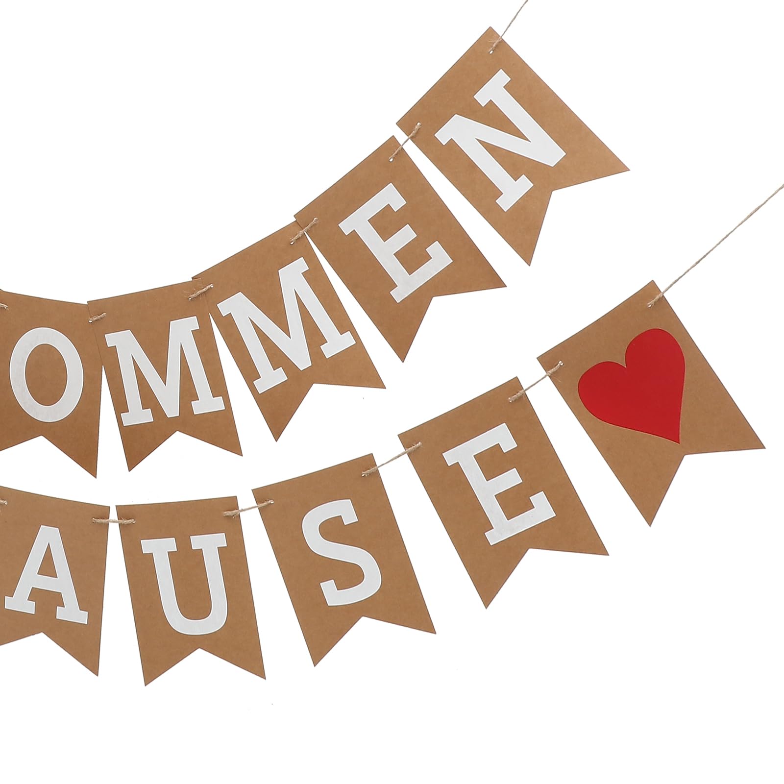 Amosfun Welcome Home Banner German Letter Willkommen Zuhause Rustic Bunting Garland Family Gathering Photo Booth Props