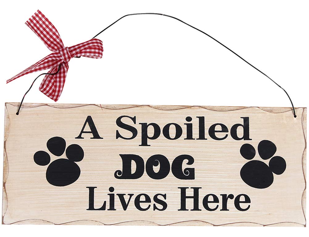 Wood Dog Sign Decor Dog Lover Sign, Hanging Pet Sign for Home Decor, Decorative Plaque Funny Dog Sign with Saying A Spoiled Dog 