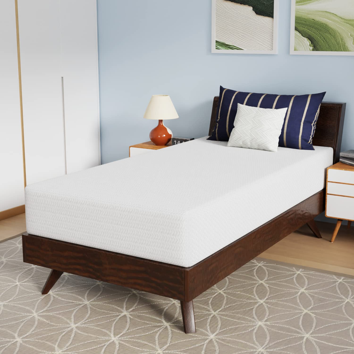 Paylesshere 10 Inch Bamboo Charcoal Gel Memory Foam Mattress Certipur-Us Certified Removable Soft Cover Twin Mattresses For Bed