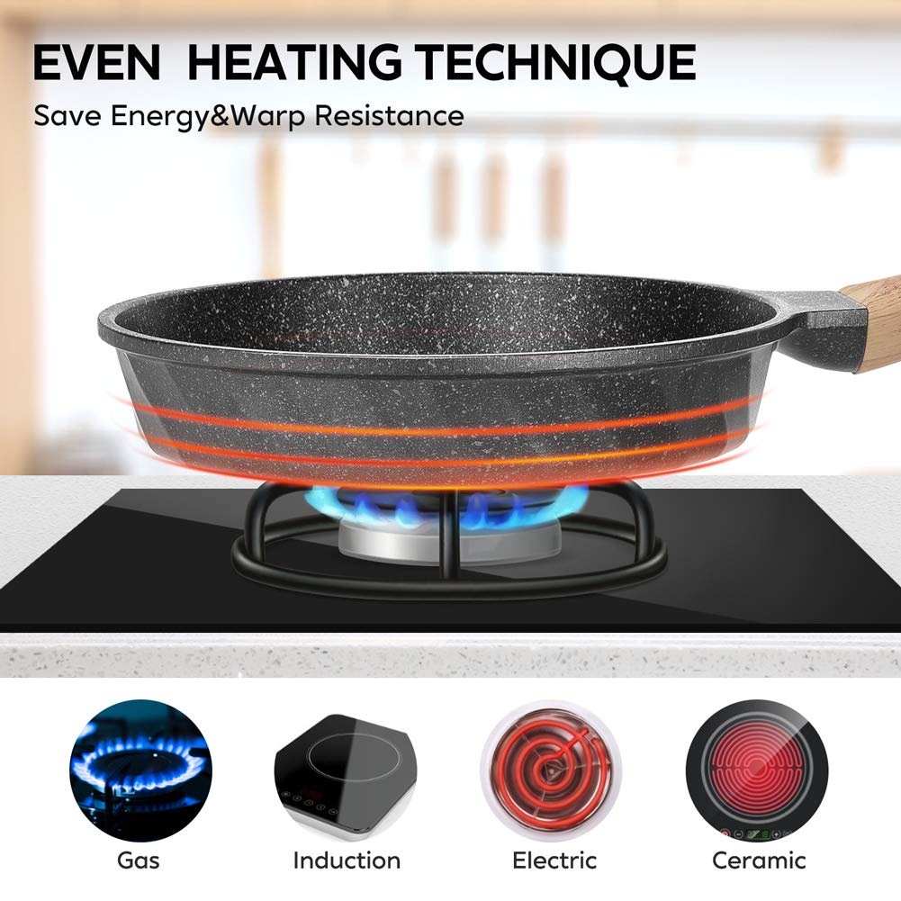 Yiifeeo Frying Pans Nonstick, Induction Frying Pan Set Granite Skillet Pans For Cooking Omelette Pan Cookware Set With Heat-Resi