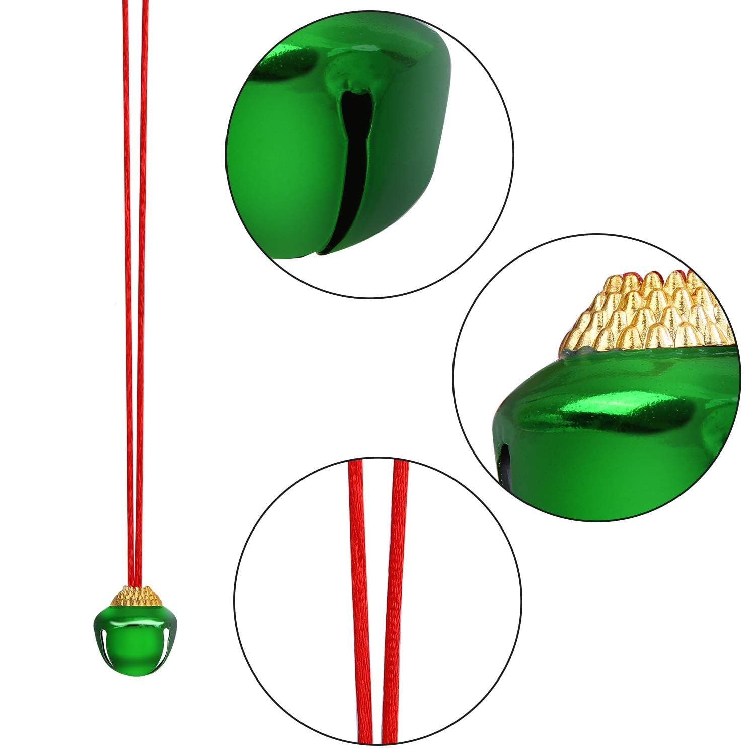 URATOT 24 Pieces Jingle Bell Necklaces with Connect Ribbons for Christmas Decoration