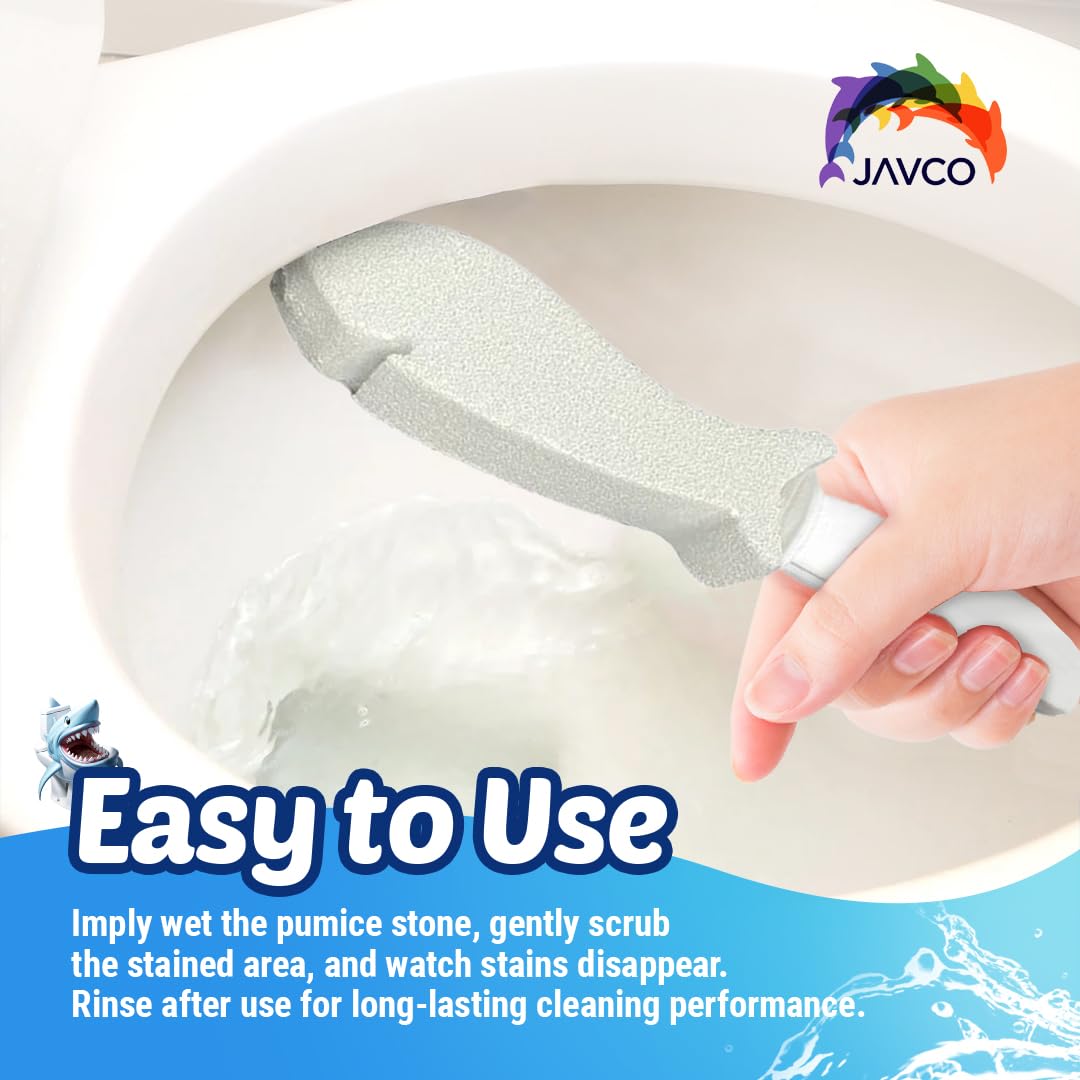JAVCO Toilet Pumice Stone 2 Pack with Handle - Grey Cleaning Stones for Toilet Bowl