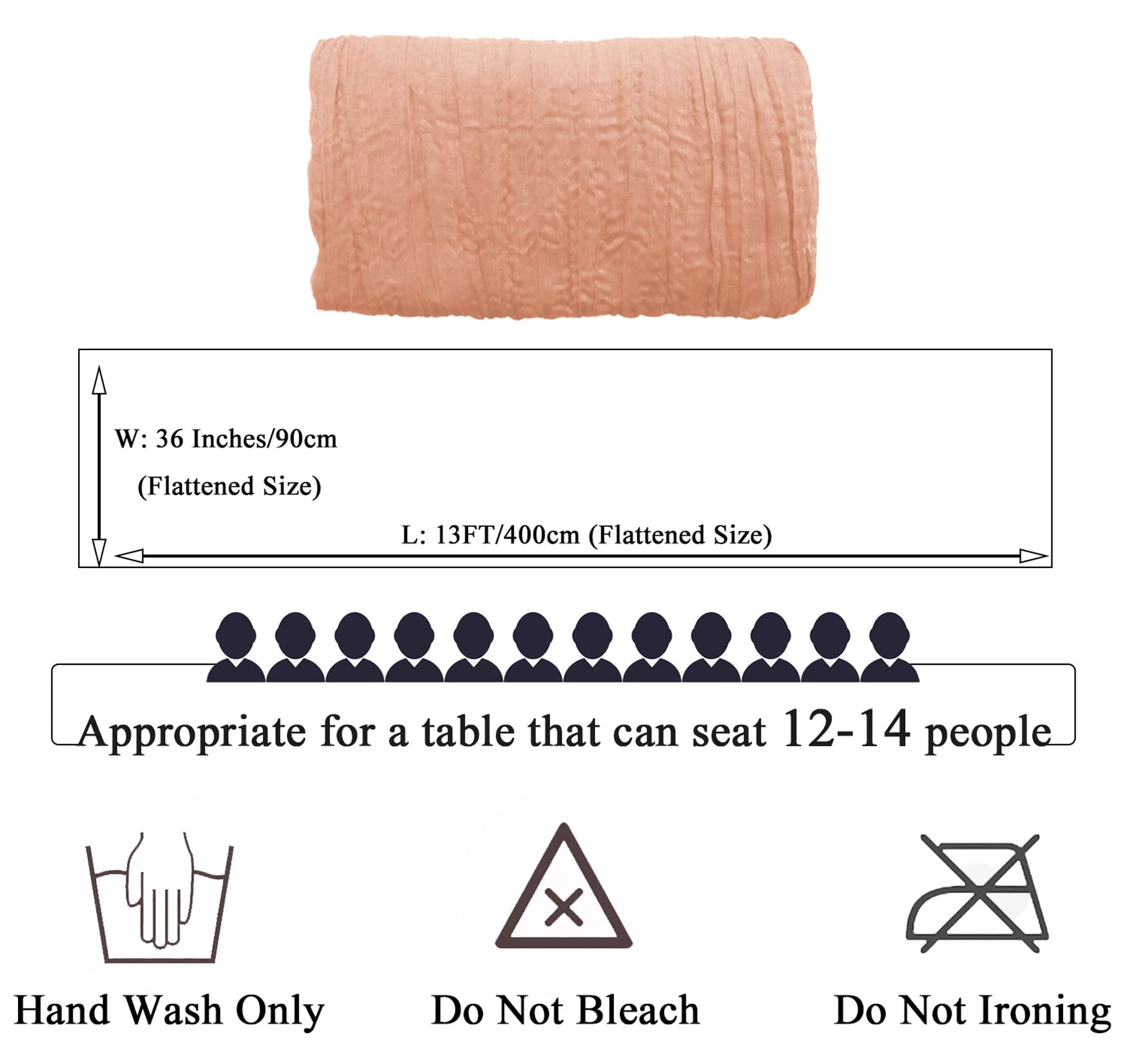 Fuhsy 6 Pack Cheesecloth Table Runners Peach Cheese Cloth Table Runner Bulk 13Ft Long Boho Gauze Runners For Tables Rustic Chees