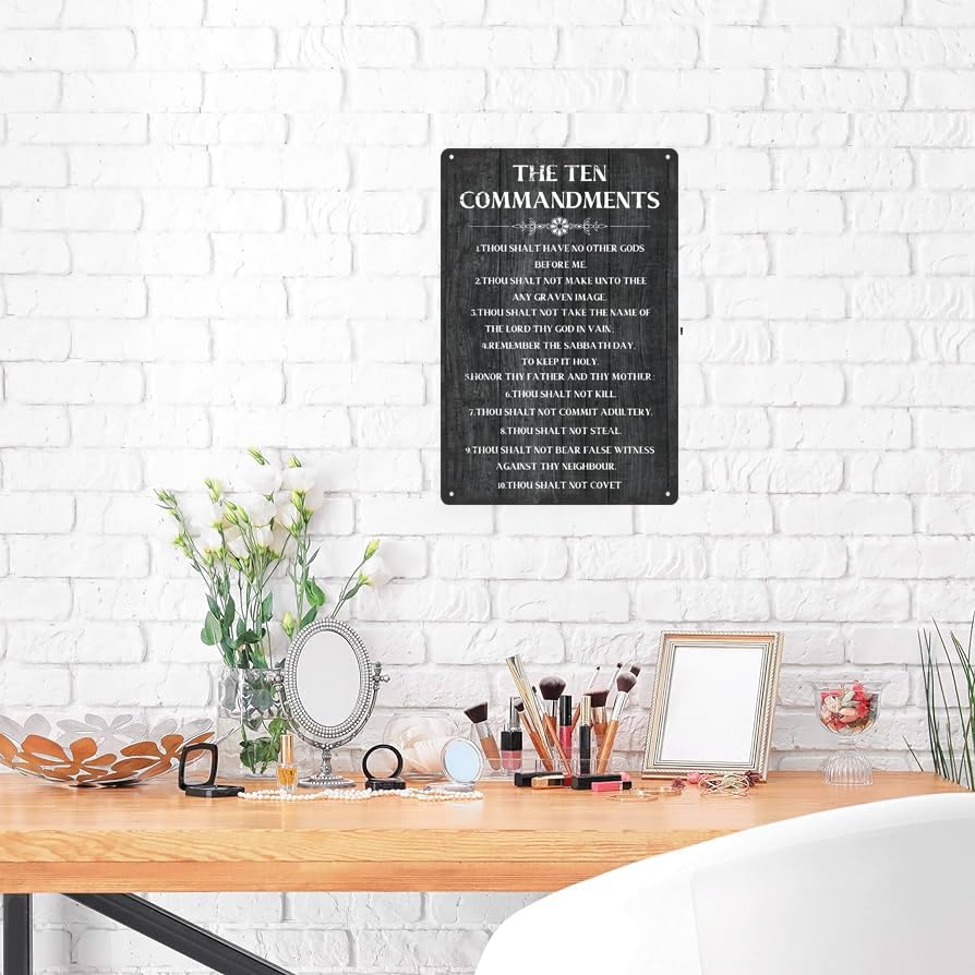 The Ten Commandments Thou Shalt Have No Other Gods Before Me Metal Hanging Sign Inspirational Signs Gift Farmhouse Rustic Wall A