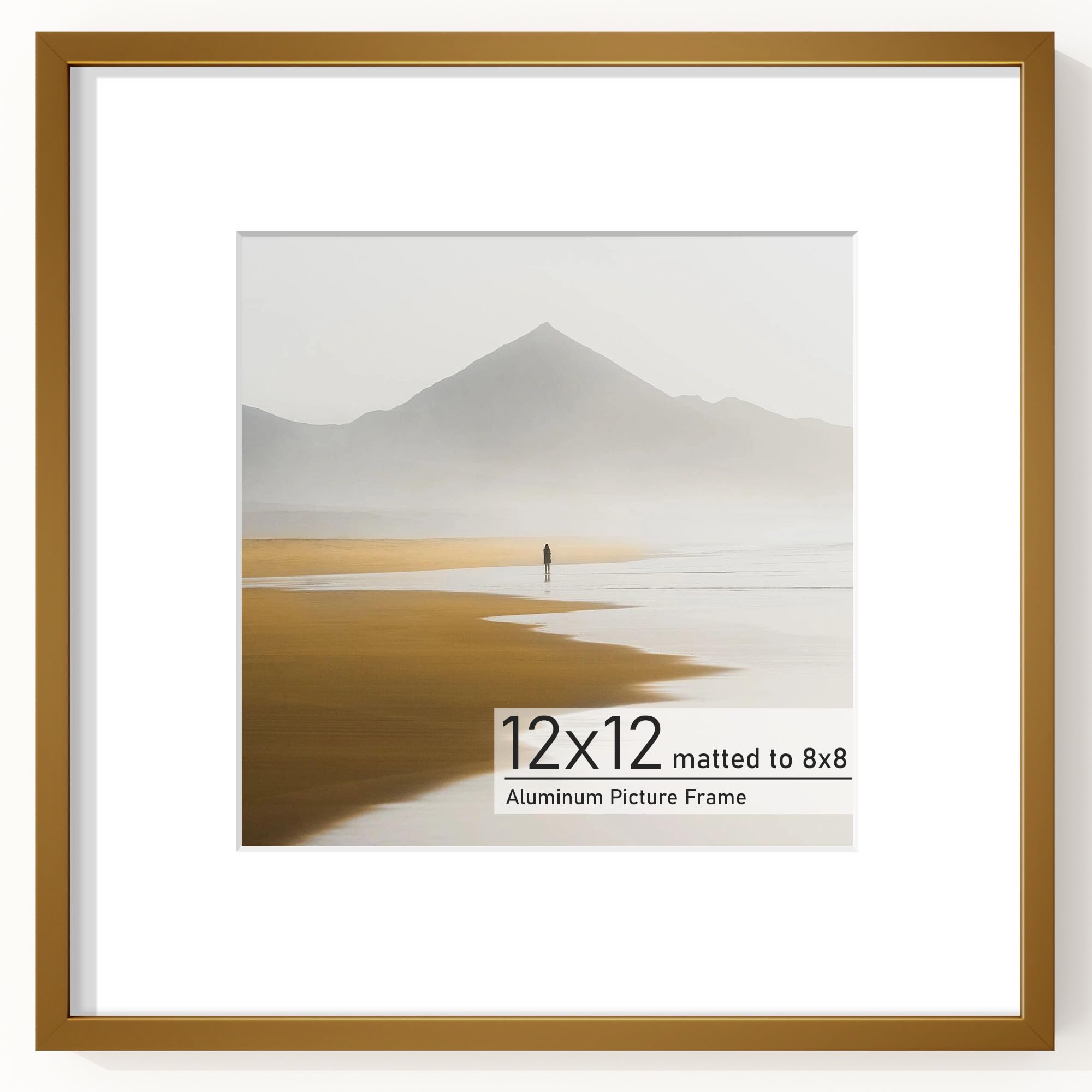 Acovy 12x12 Picture Frame, Aluminum Photo Frame Matted to 8x8, 12 x 12 Square Poster Frame with High Definition Tempered Glass, 