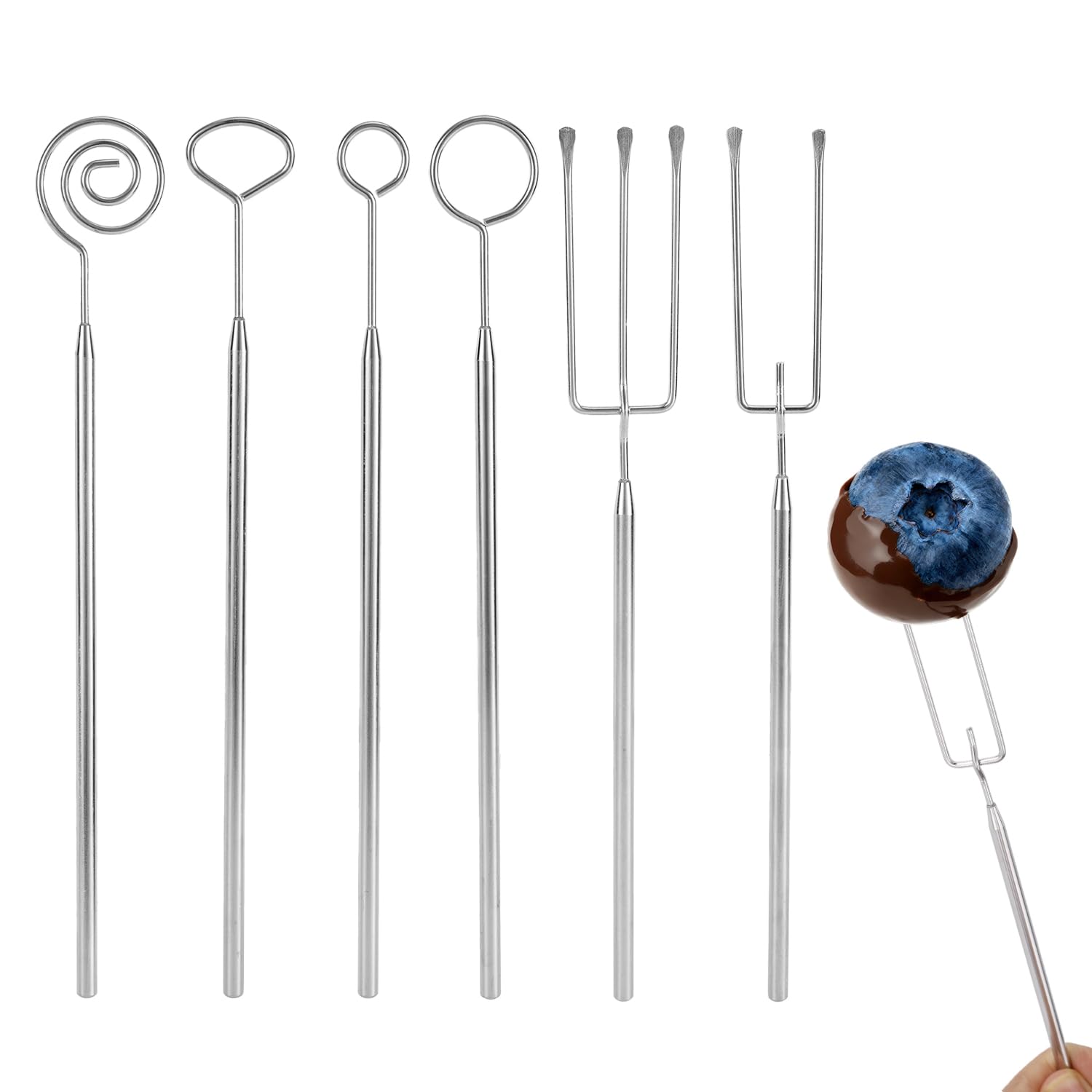 6pcs Chocolate Dipping Tools Set, 6 Styles Stainless Steel Candy Dipping Tools Chocolate Dipper Fork for Candy Making Supplies T