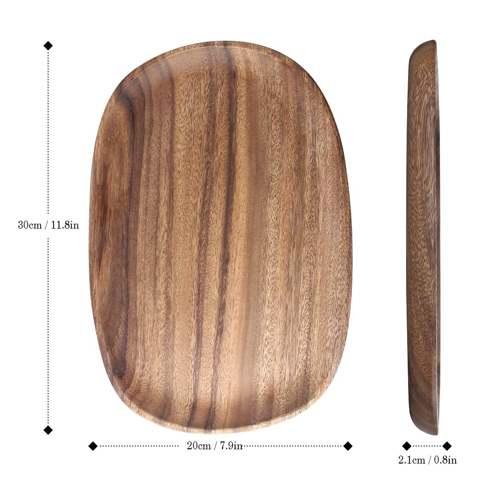 Aoosy Wood Serving Tray, Wooden Serving Platters Set For Serving Food, Fruit, Vegetable, Meat Breakfast Lunch Dinner In Bed Deco