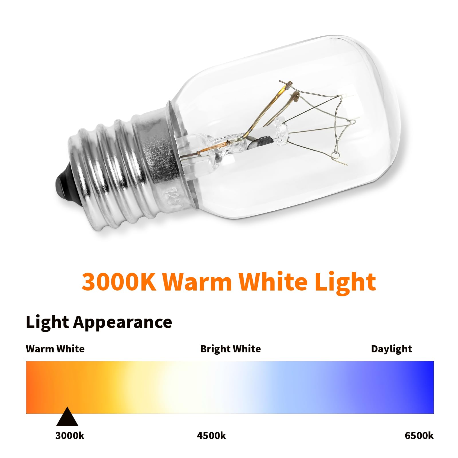 Belleone Microwave Light Bulb - 125V 40W E17 Base, 2PCS, Fits GE Kenmore Whirlpool LG Maytag Amana, 2.2" Long, Under Hood