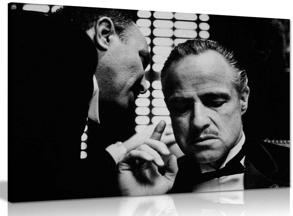 The Godfather Marlon Brando Don Corleone Gangster Canvas Wall Art Picture Print (18X12In)