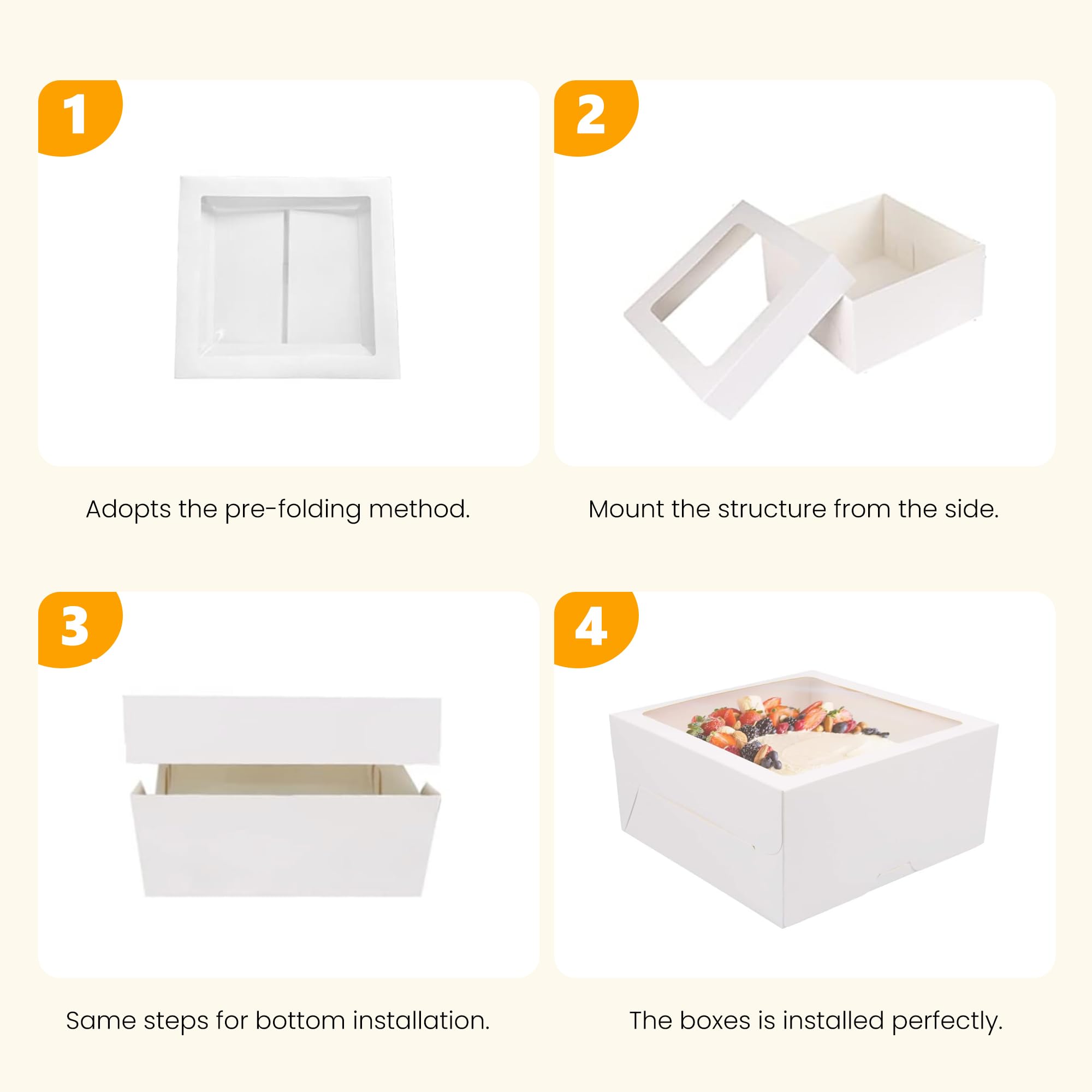 LOKQING 20Pcs Cake Boxes with Window and Cake Boards White Bakery Boxes for Cakes Gift 12x12x6 Inches(10 Boxes & 10 Boards)