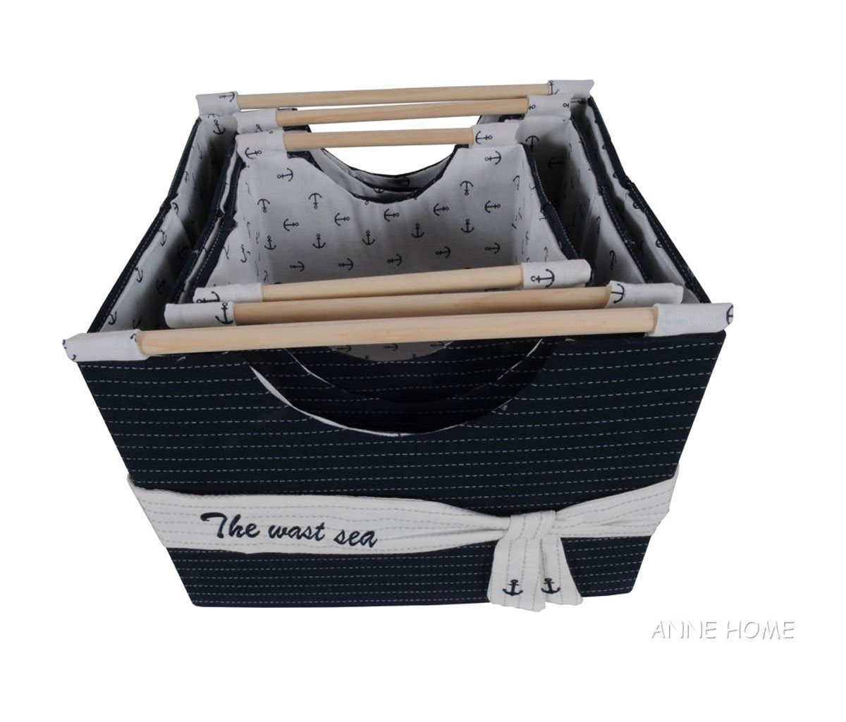 Anne Home - Set of 3 Foldable Fabric Baskets in Several Sizews