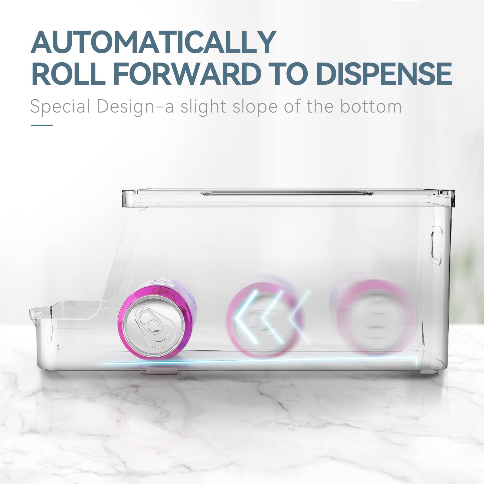 Soda Can Dispenser For Refrigerator With Lids, Stackable Drink Organizer For Fridge, Clear Plastic Refrigerator Organizer Bins,