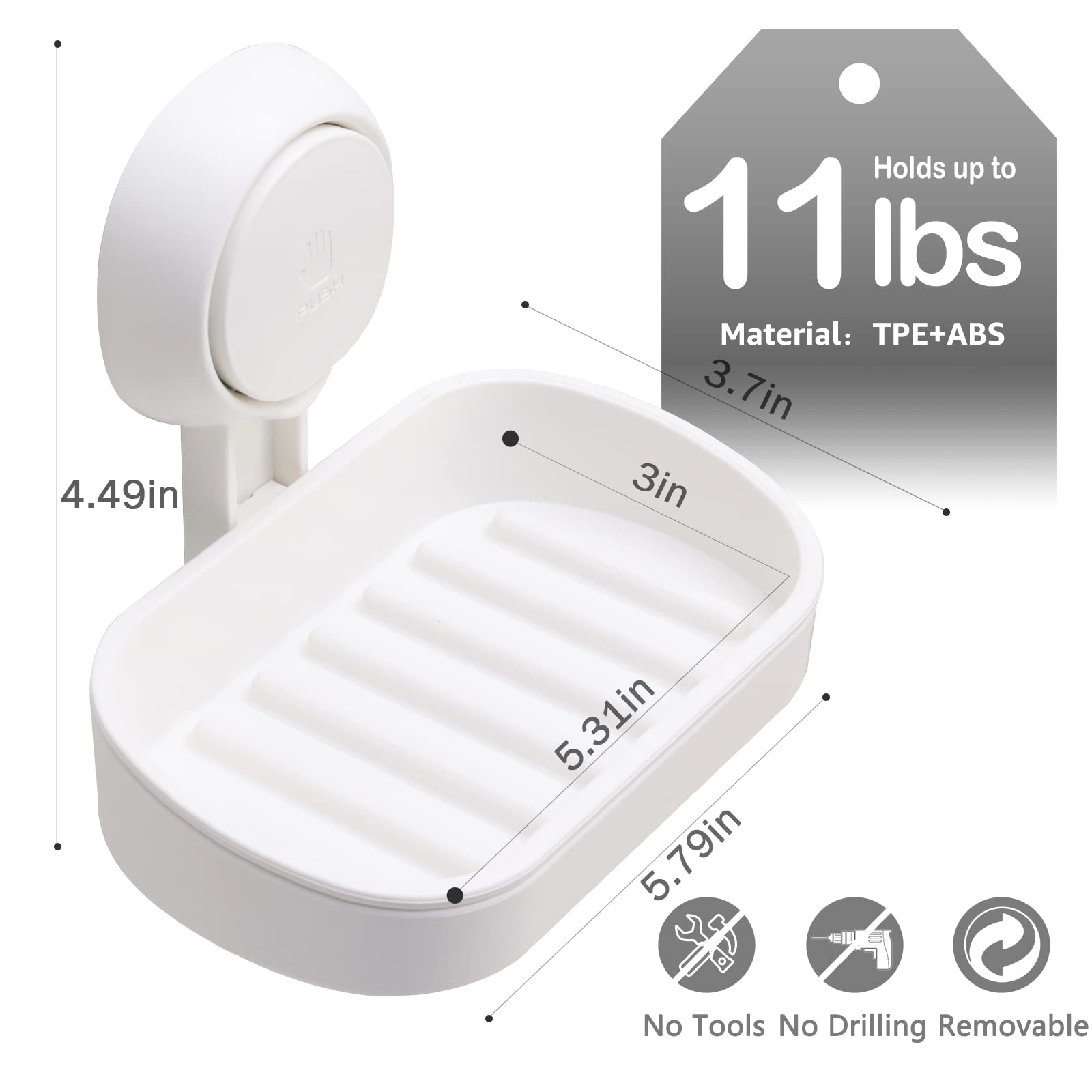 Leverloc Soap Dish Holder For Shower Suction Cup Wall Mounted Self Draining No-Drilling Removable Bar Soap Sponge Holder For Bat