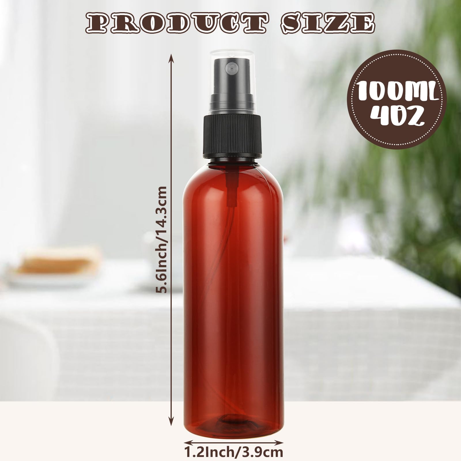 Abuff 60 Pack Plastic Spray Bottles 4Oz Small Empty Fine Mist Spray Bottles Amber Clear Bottles For Essential Oils, Bath, Beauty