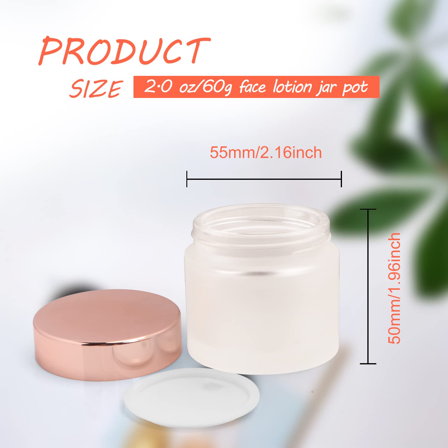 Usrommaner 4 Pack 2 Oz Frosted Glass Cream Jar,Empty Round Sample Jar Pot With Screw Lids&Inner Liner,Travel Storage Jar Contain