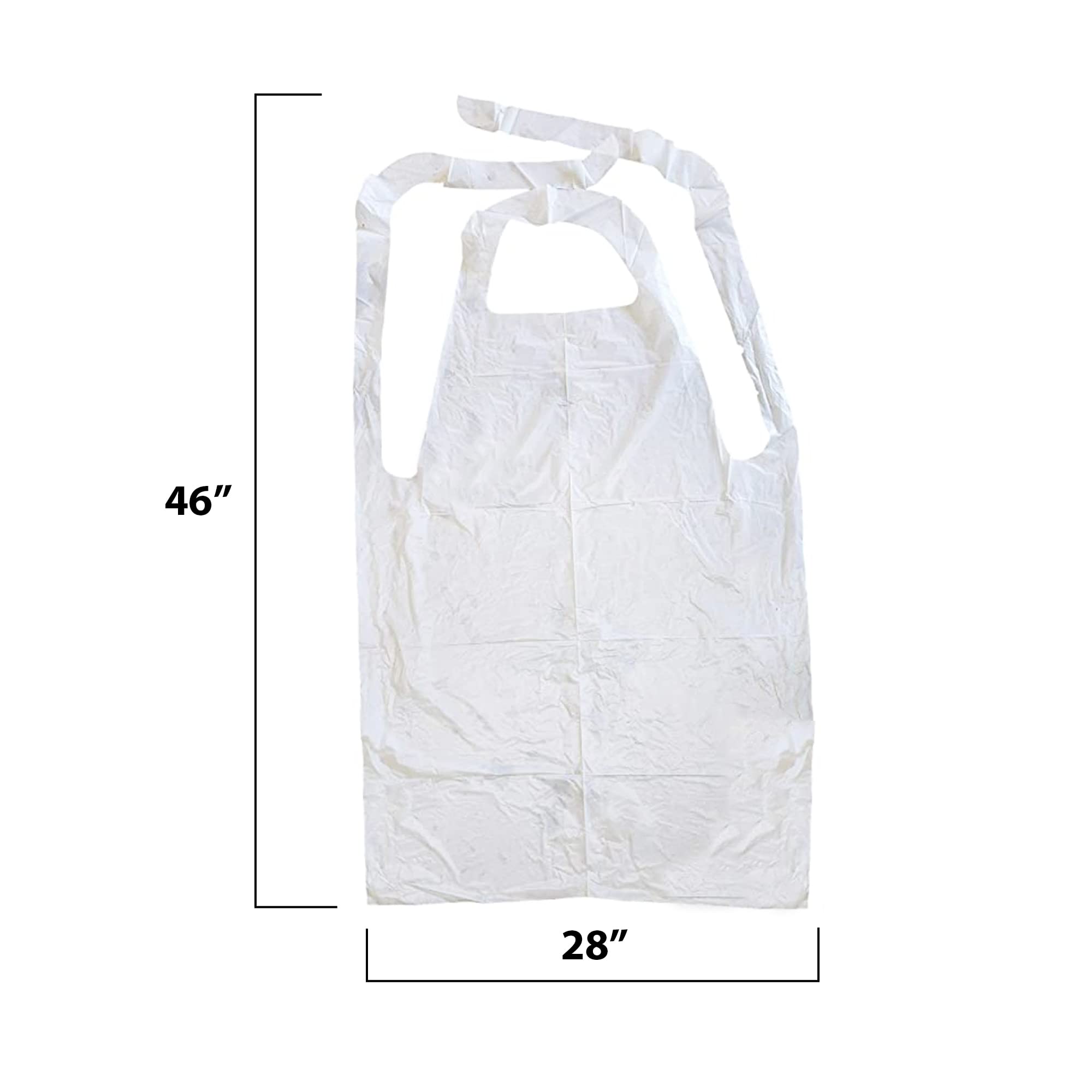 Mt Products White Plastic/Poly Apron 46 '' X 28 '' - Disposable Kitchen Apron - Pack Of 25