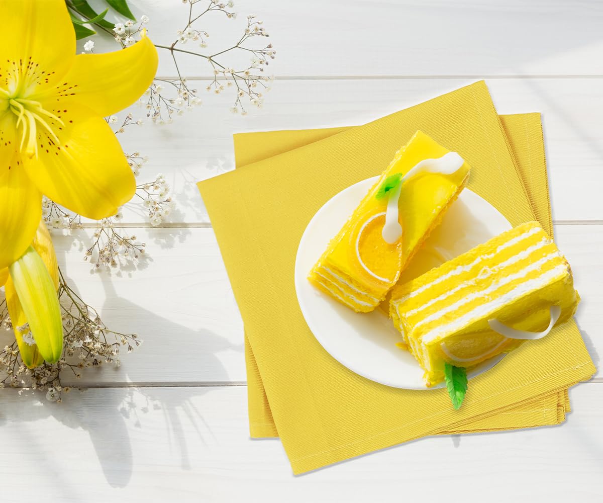 Koffota Jasmine Yellow Cloth Napkins 100% Cotton Set Of 6, Spring Napkins, Easter Table Decortaions For Dinner Soft Comfortable