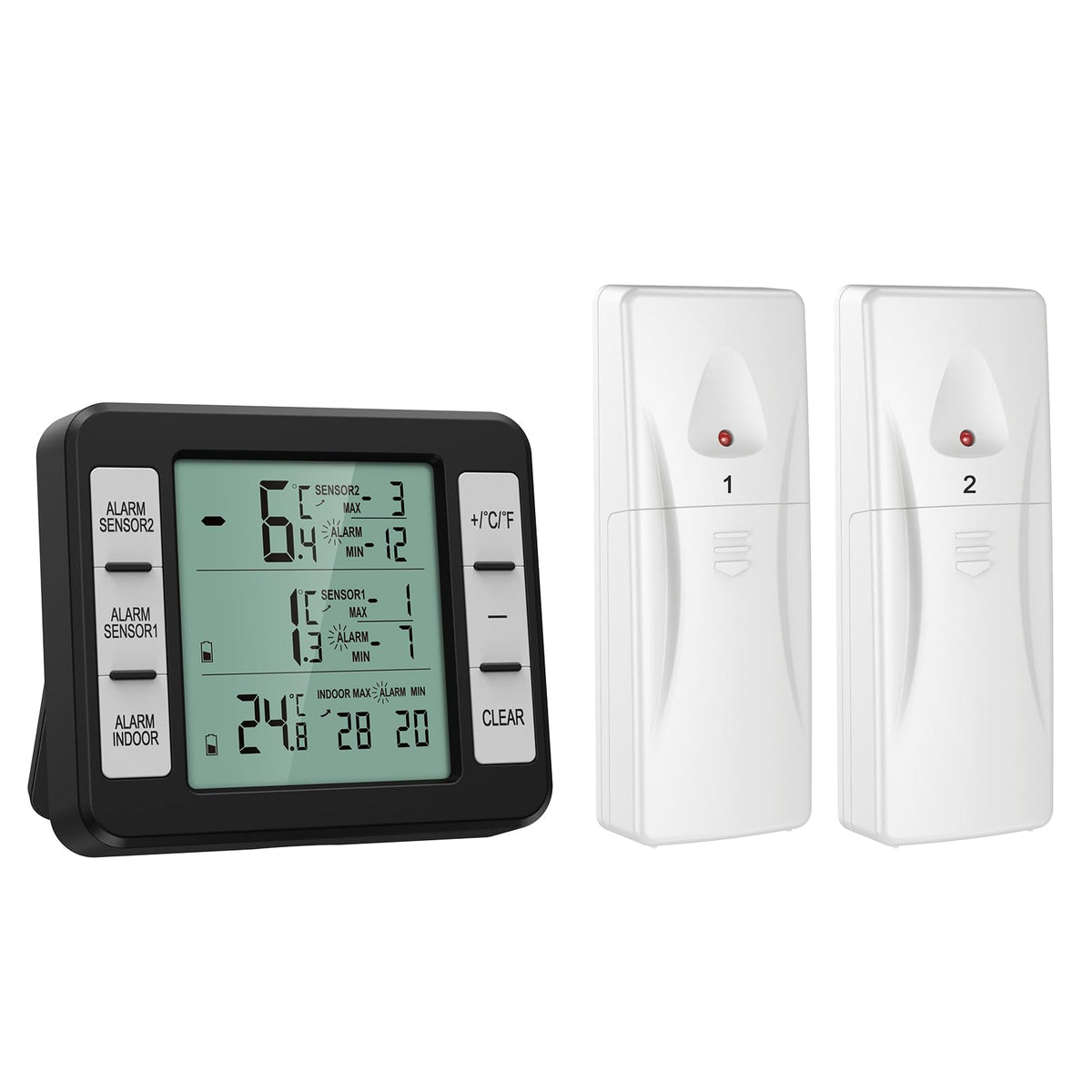 (New Version) Amir Refrigerator Thermometer, Wireless Indoor Outdoor Thermometer, Sensor Temperature Monitor With Audible Alarm