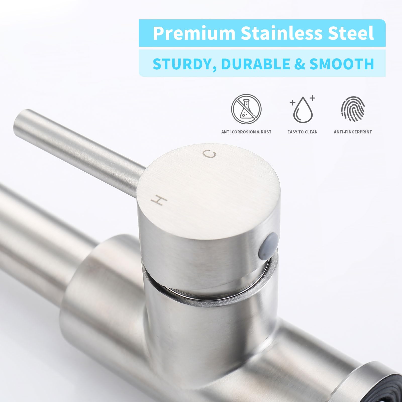 Kitchen Faucet With Pull Down Sprayer- Brushed Nickel Sink Faucets, 360 Swivel Single Handle High Arc Stainless Steel, Commercia