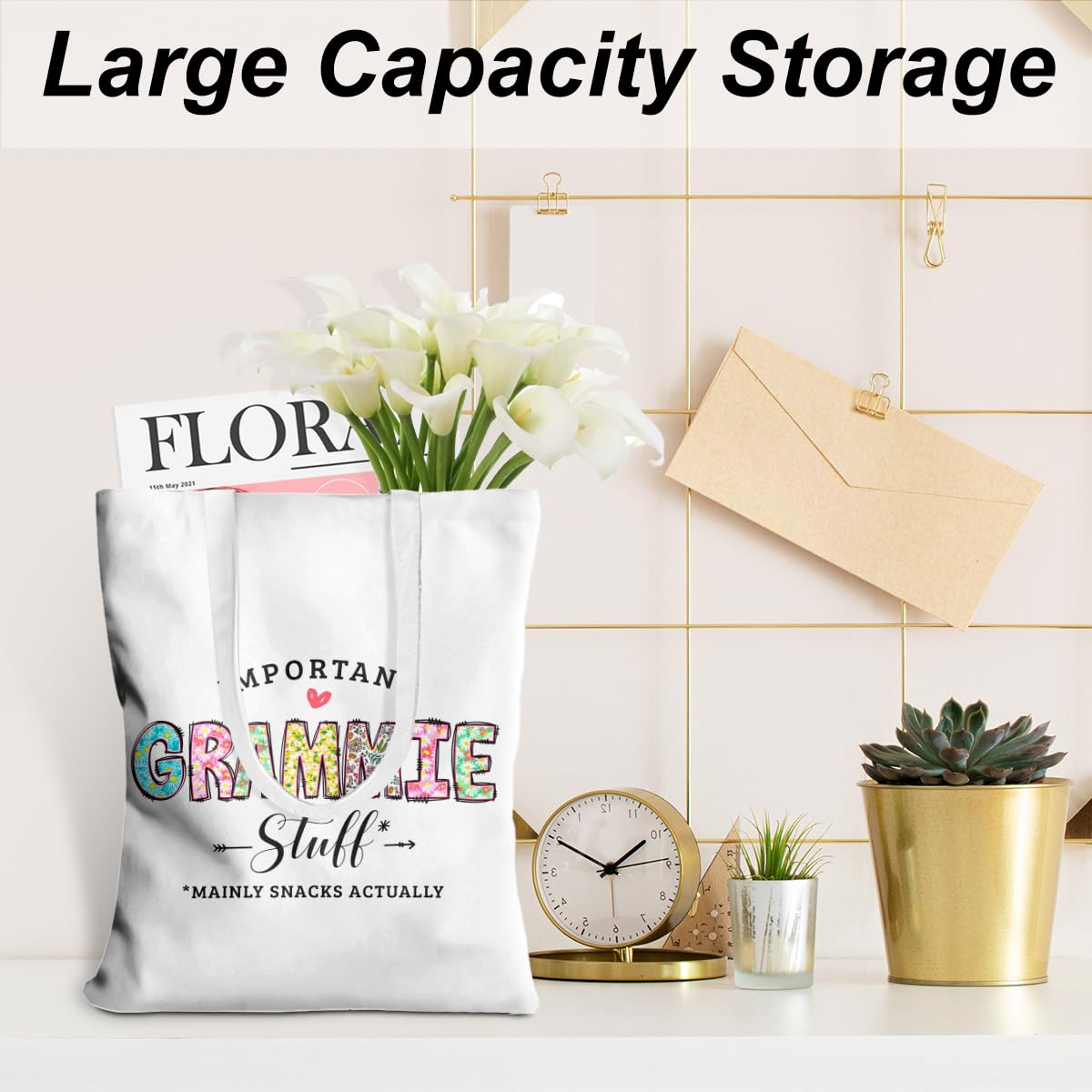 Grandma Gifts Grammie Tote Bag From Granddaughter Beach Bag Book Shopping Reusable Grocery Bags For Women Female Mom Nana Grandm