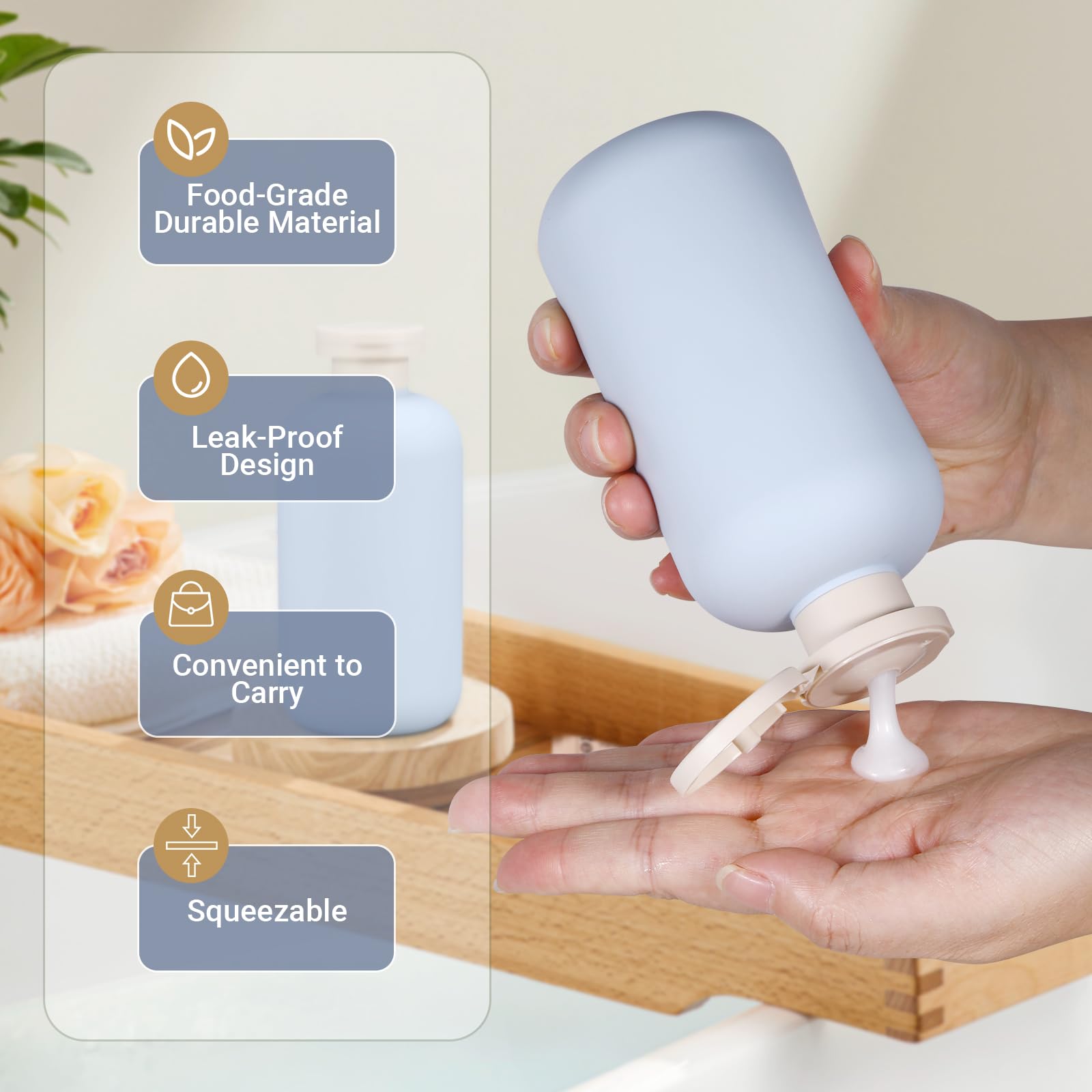 Umetass 6.8Oz Travel Bottles For Toiletries, Empty Plastic Squeeze Bottles With Flip Cap, Lotion Container For Toiletries Travel