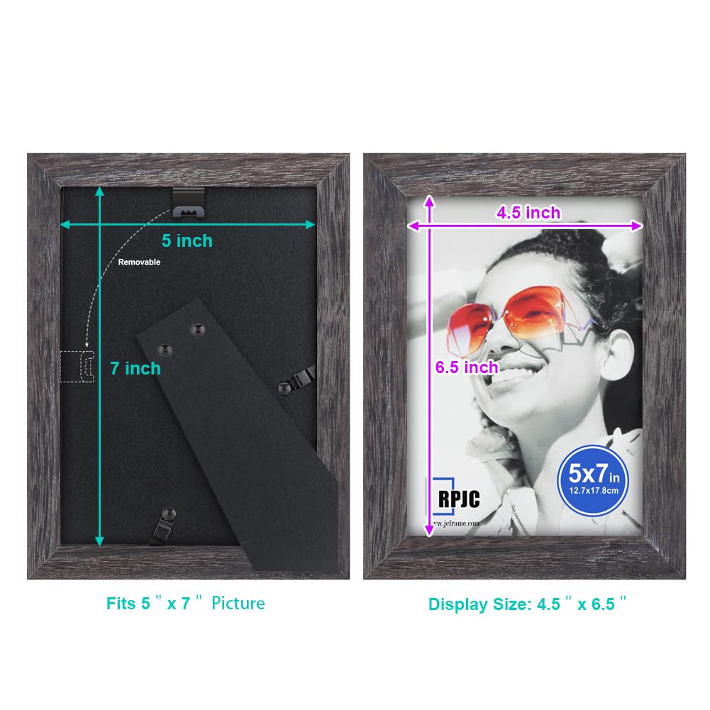 RPJC 5x7 Picture Frames Made of Solid Wood High Definition Glass for Table Top Display and Wall Mounting Photo Frame