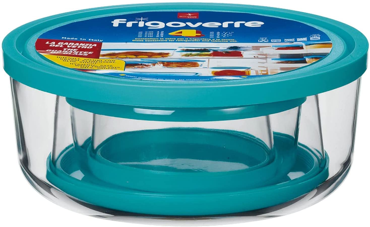 BORMIOLI ROCCO Round Storage Bowls With Blue Lids, 4 CT