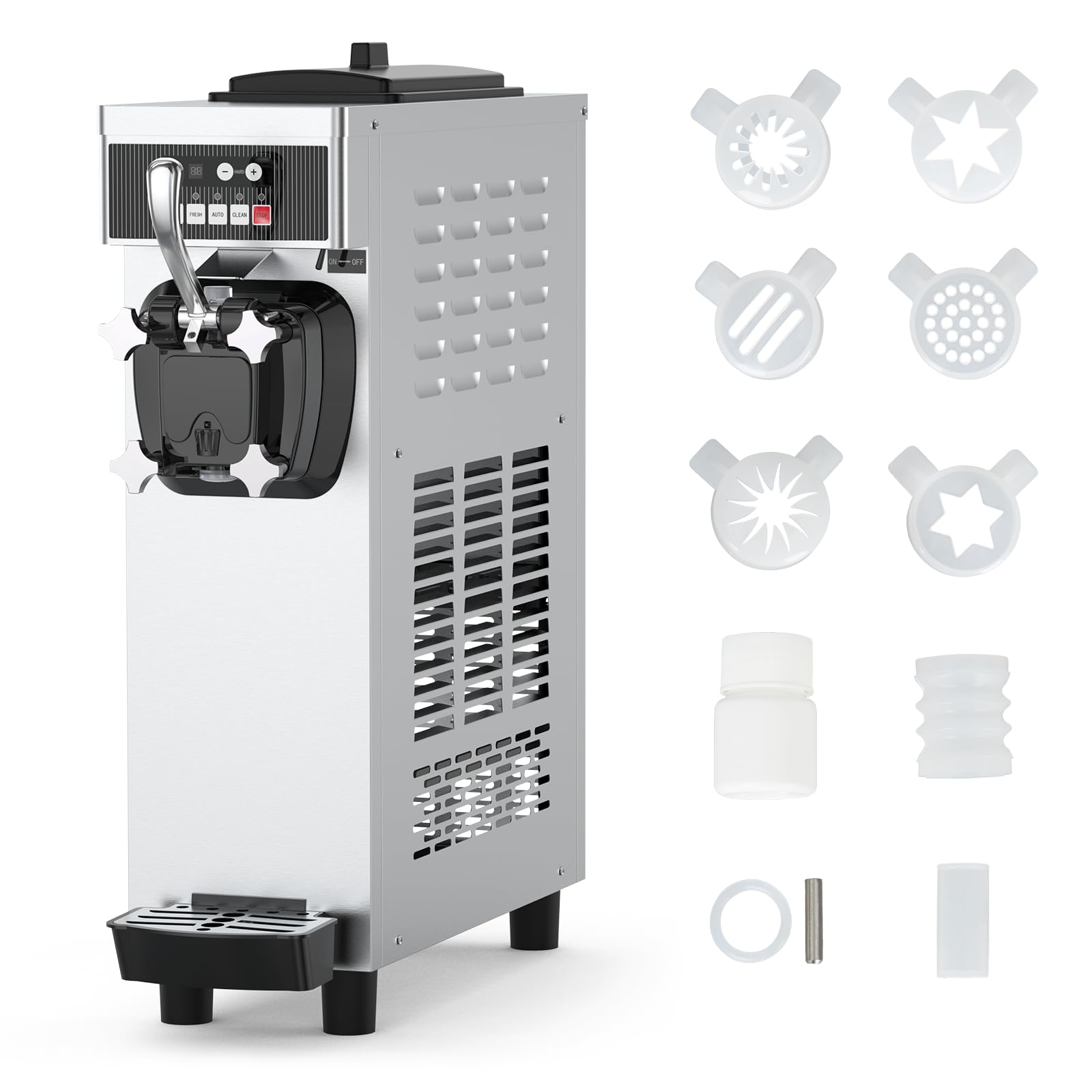 Single Flavor Soft Serve Ice Cream Maker Machine Commercial, 4.7-5.8 Gal/Hr Countertop Soft Serve Machine with LCD Display, Auto