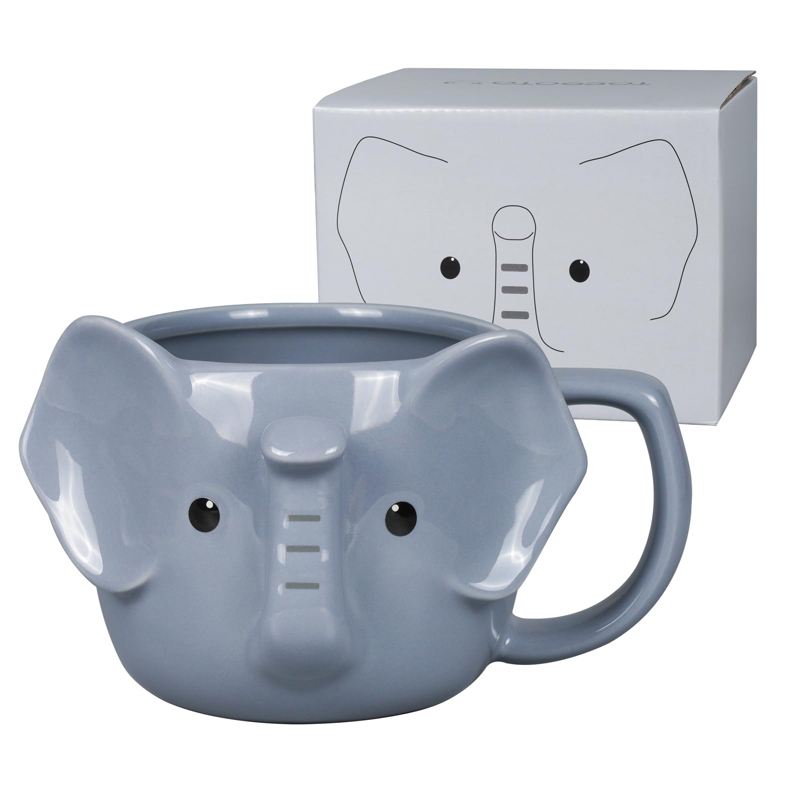 ToCooTo Elephant Mug 14 oz Cute Ceramic Coffee Mug 3D Porcelain Tea Mug for Women Kawaii Cup Elephant Gifts Christmas Gifts Hous