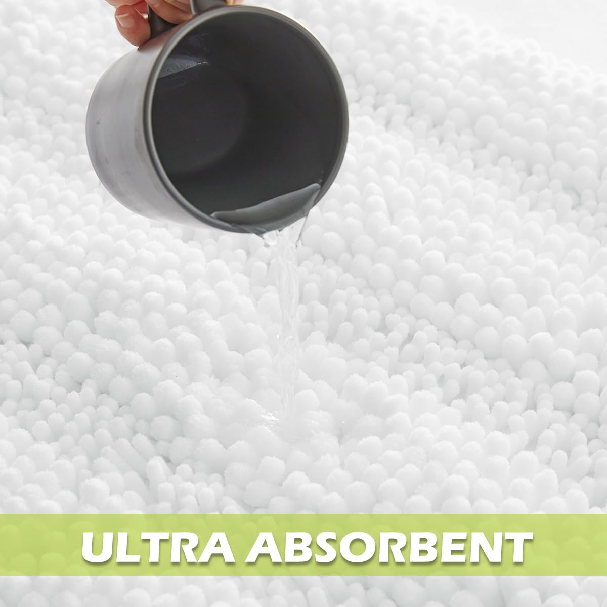 Bathroom Rugs - Super Soft Bath Mat Non-Slip Plush Carpet Runner For Tub Washable Absorbent Microfiber Chenille Floor Carpet For