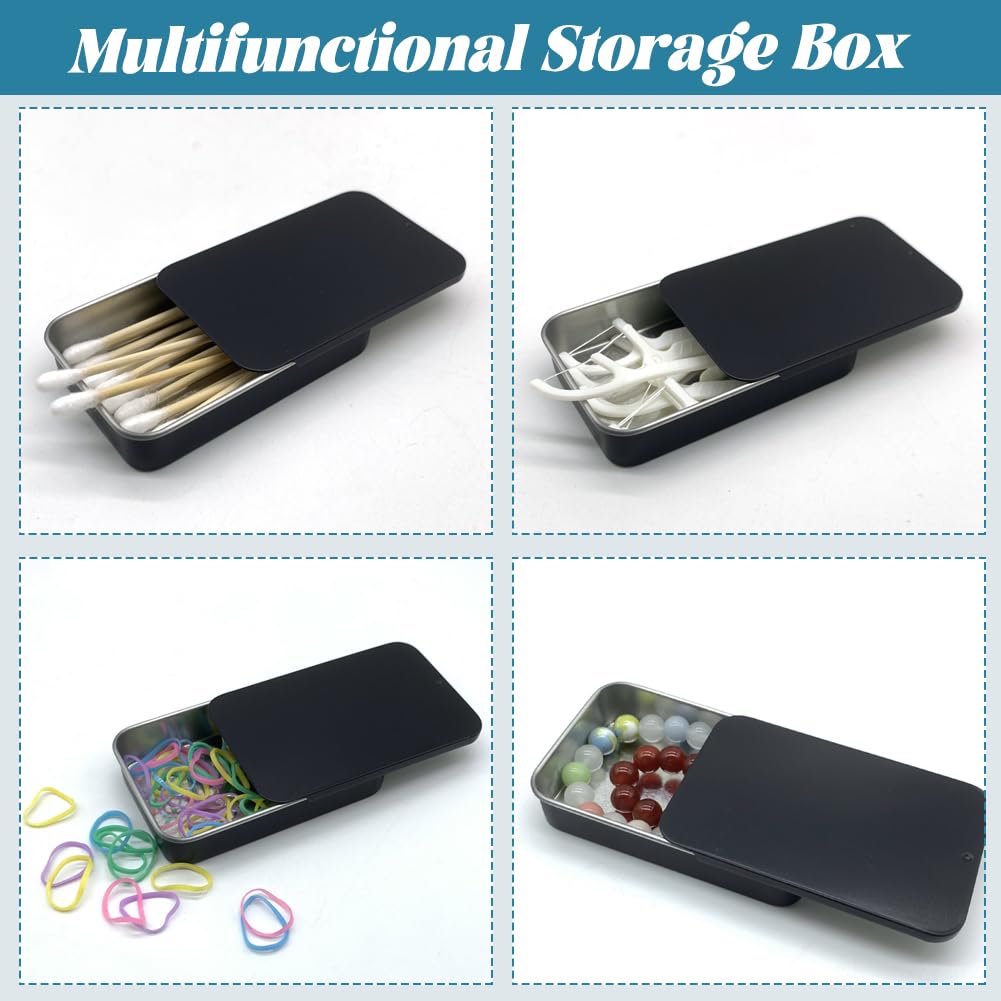 Swirlcolor Cotton Swab Holder For Travel, 4 Pcs Portable Small Cotton Bud Holder Empty Metal Box Containers With Slide Top For C