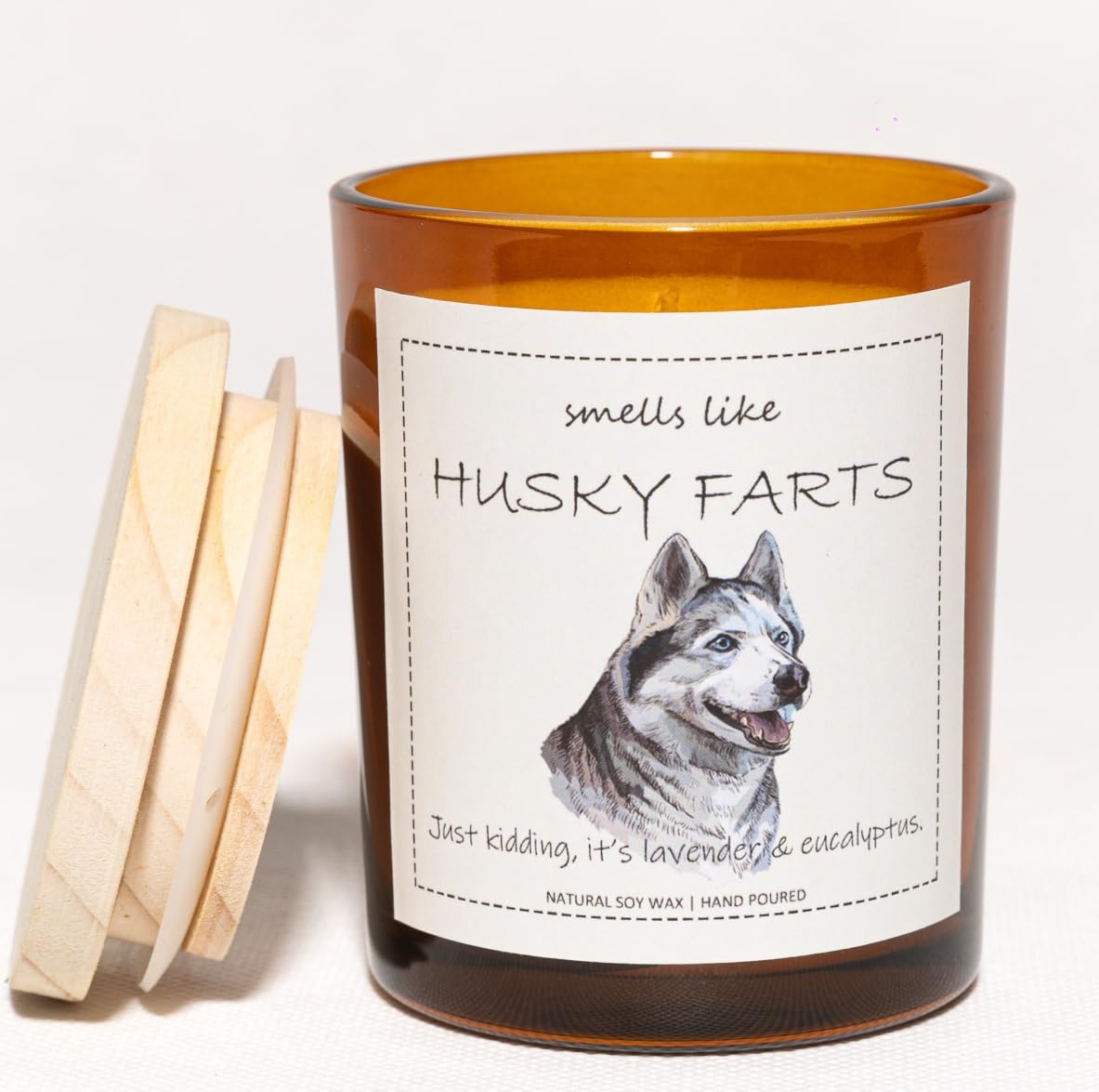 Husky Gifts & Decor, Siberian Husky Gifts, Gift for Dog Lovers, Smells Like Dog Farts Candle - Lavender & Eucalyptus, Crafted by