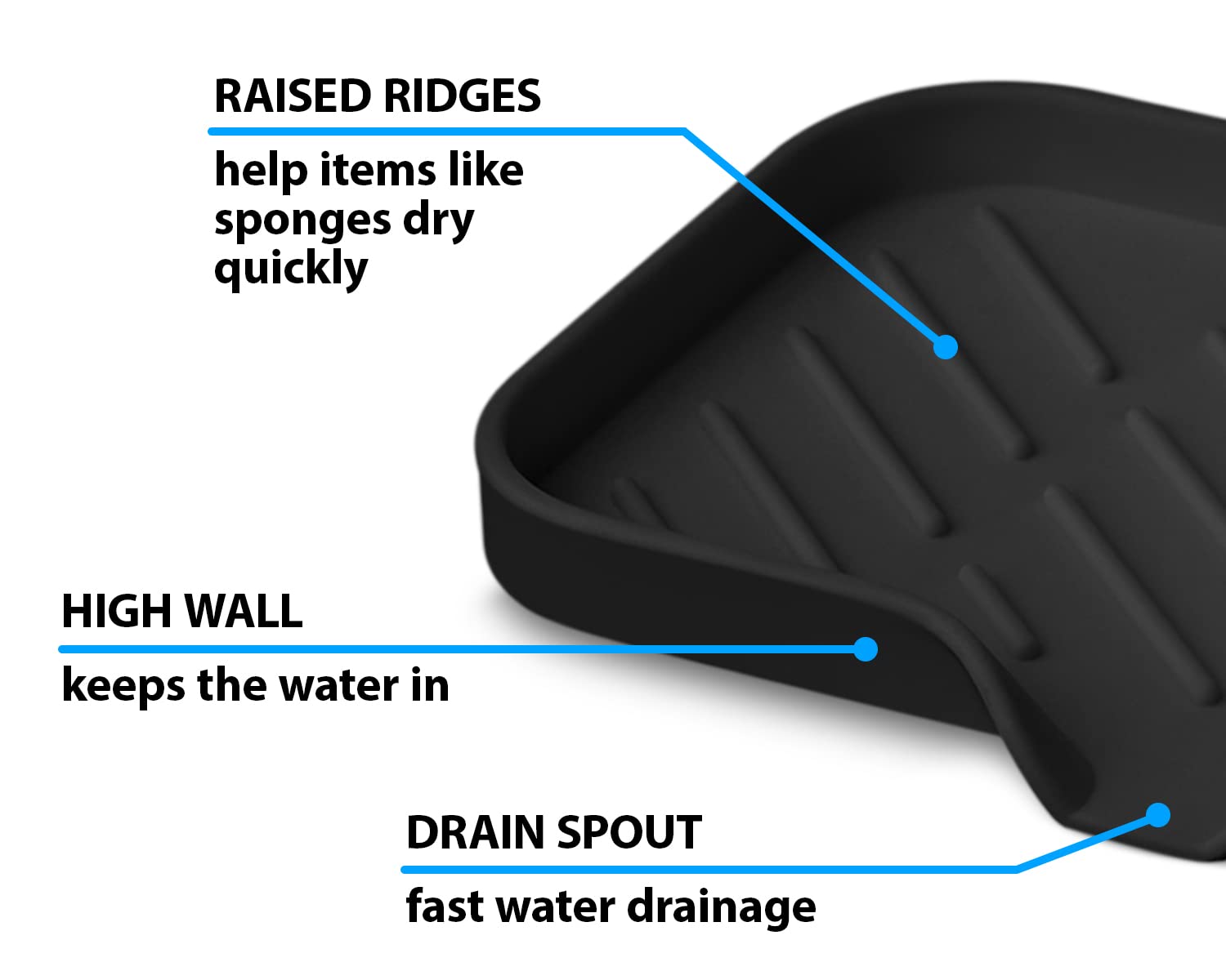 Multi-Functional Black Soap Holder For Kitchen Sink - Soap Bar Holder, Sink Sponge Holder, Dish Soap Holder - Space-Saving Sink