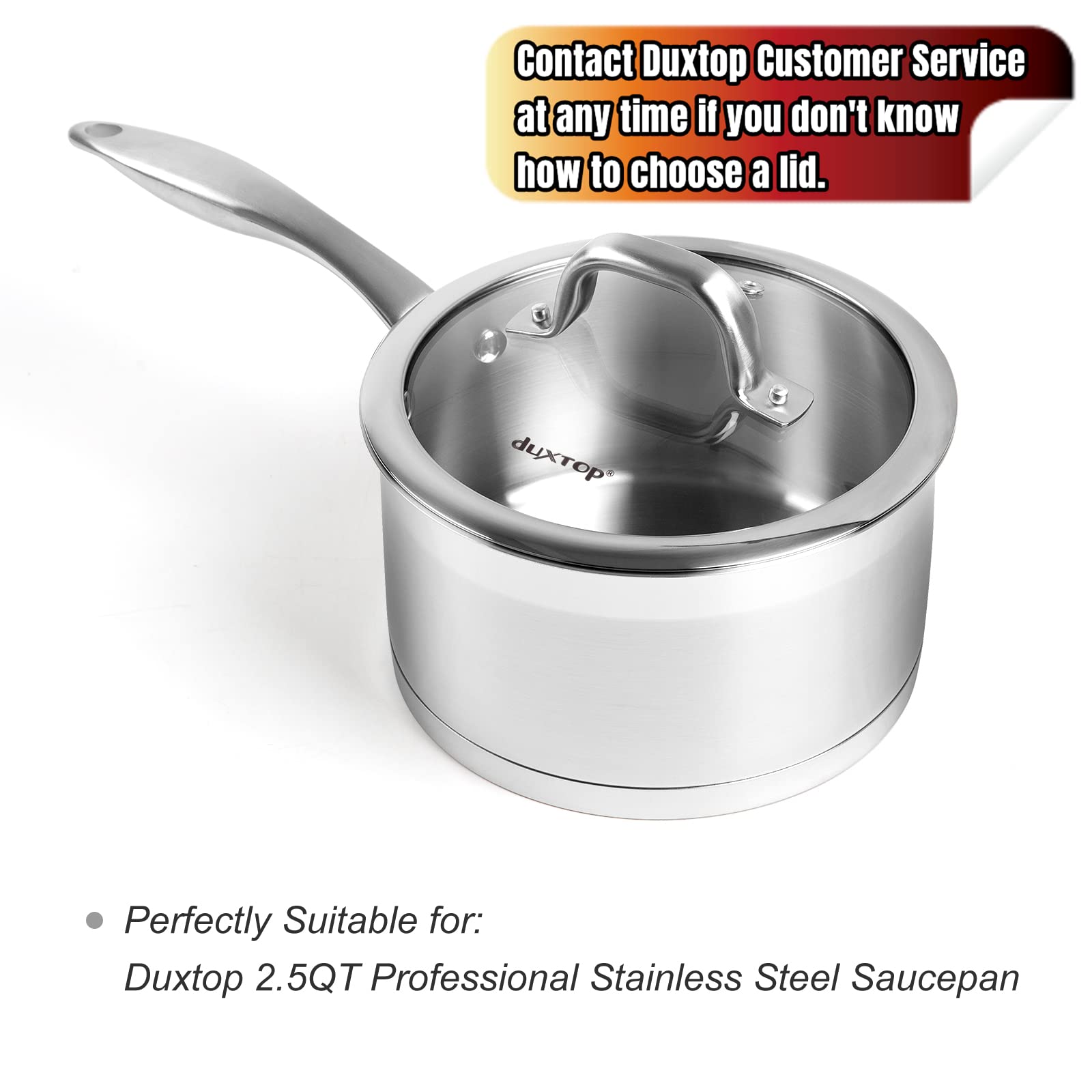 Duxtop Cookware Glass Replacement Lid (Interior Diameter: 7Inch, Exterior Diameter: 7-58Inch)