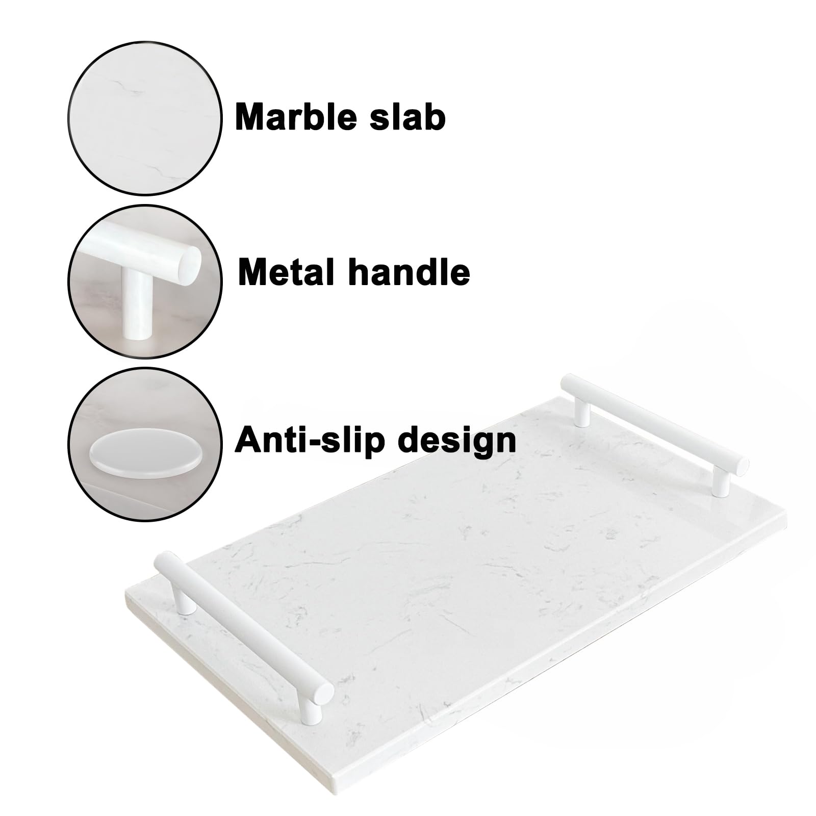 Xzhxfx Guest Towel Holder Tray For Bathroom,Marble Tray With Handles -Napkin Holder For Bathroom & Kitchen - Bathroom Tray -Toil