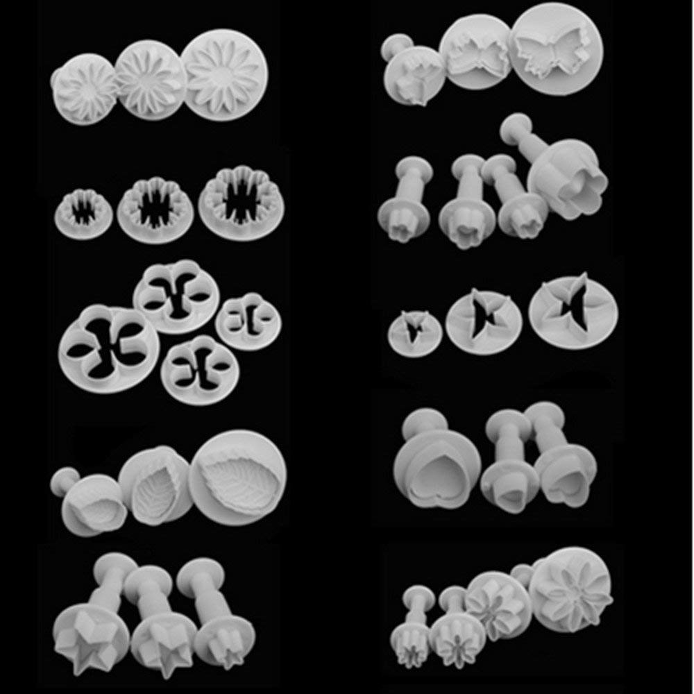 Zuoyou 33 Piece Fondant Cake Cookie Plunger Cutter Sugarcraft Flower Leaf Butterfly Heart Shape Decorating Mold Diy Tools