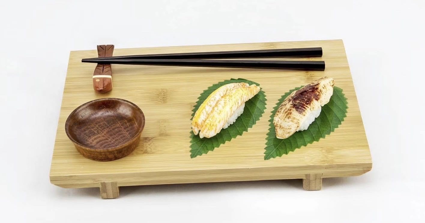Japanbargain 1956, Sushi Serving Plate Japanese Bamboo Board Sushi Geta Serving Platter (1, 8.25X4.75)