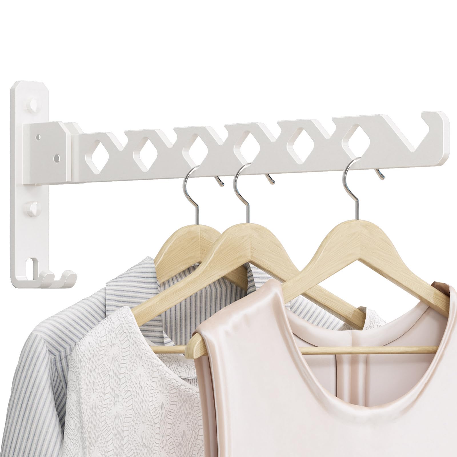 Dancrul White Clothes Hanger Rack Wall Mounted Drying Rack Coat Hook Laundry Room Accessories Closet Organizer