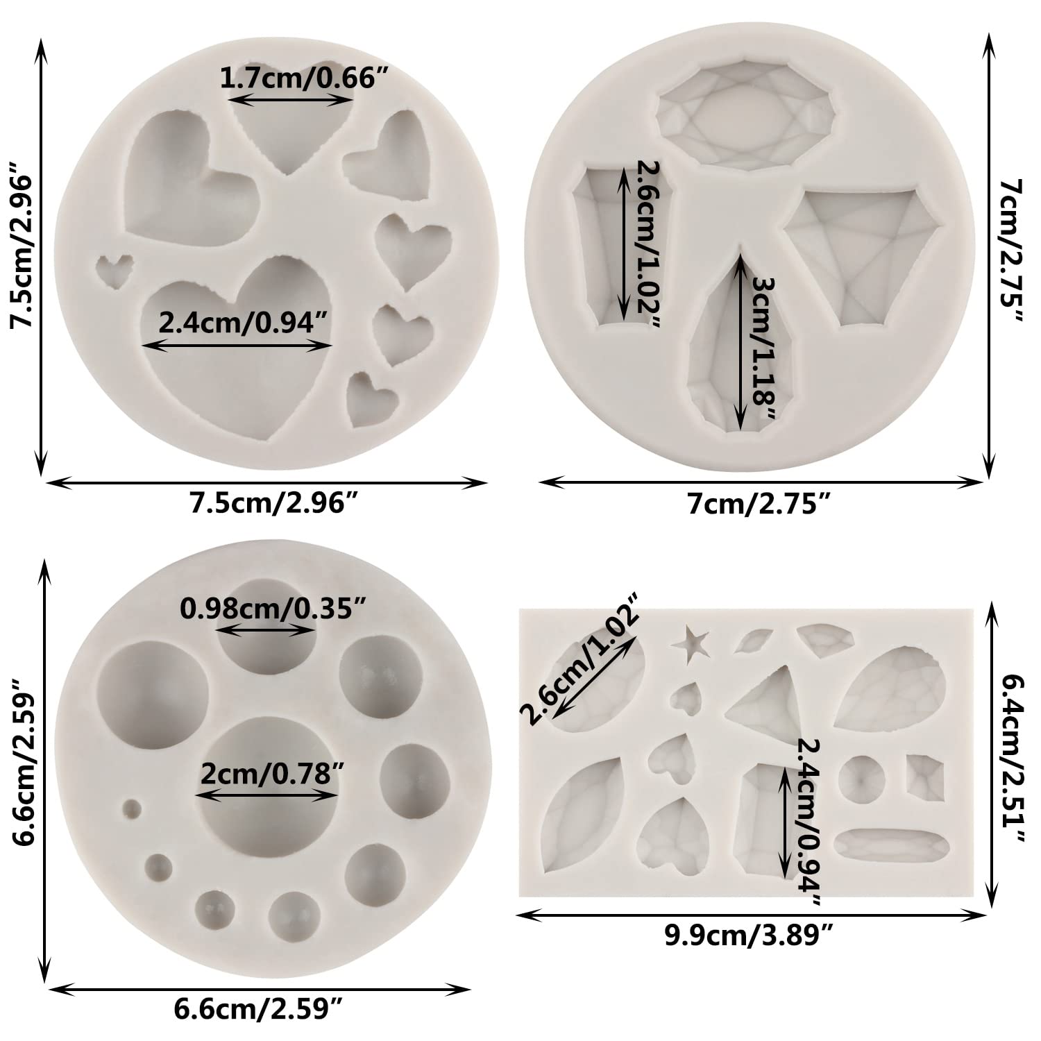 Sijiangmold Mini Gems Silicone Molds Pearl Diamond Brooch Fondant Mold Semi Sphere Ball Chocolate Mold For Cake Decoration Cupca
