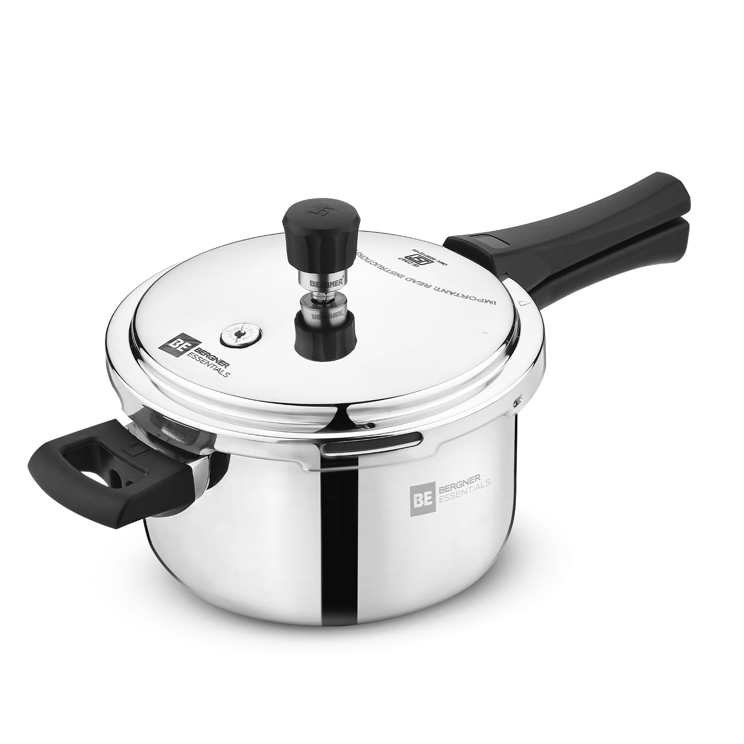 Bergner Be Essentials Tripro Triply Stainless Steel 3 Liters Outer Lid Pressure Cooker, Faster And Even Heating, Healthy Cooking