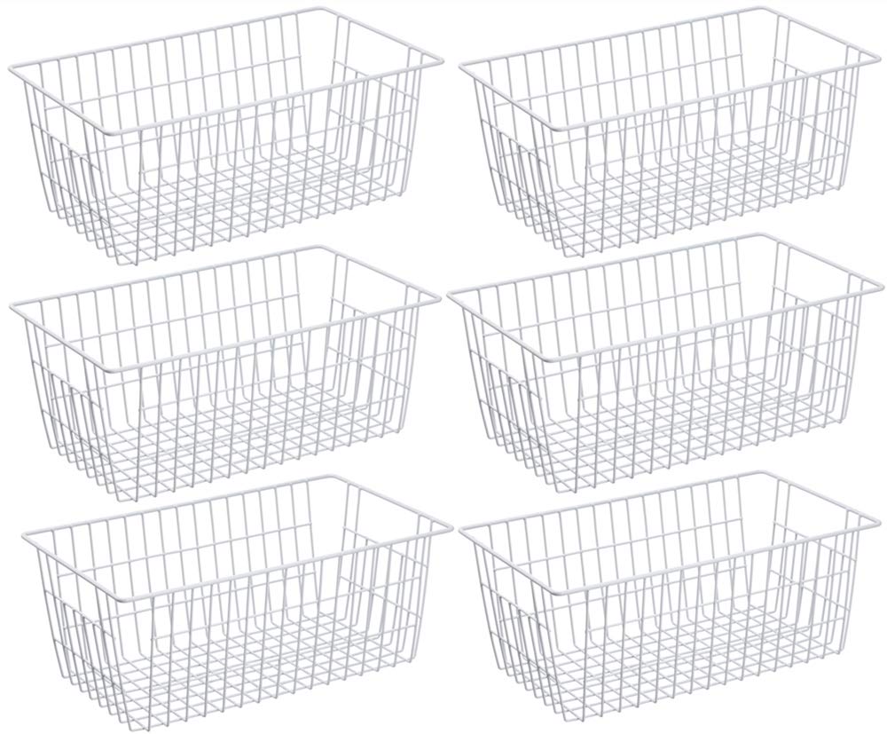 SANNO Wire Metal Baskets Freezer Baskets Farmhouse Organizer Storage Bins Large Organizer Bins for Shelf Storage, Office, Bathro