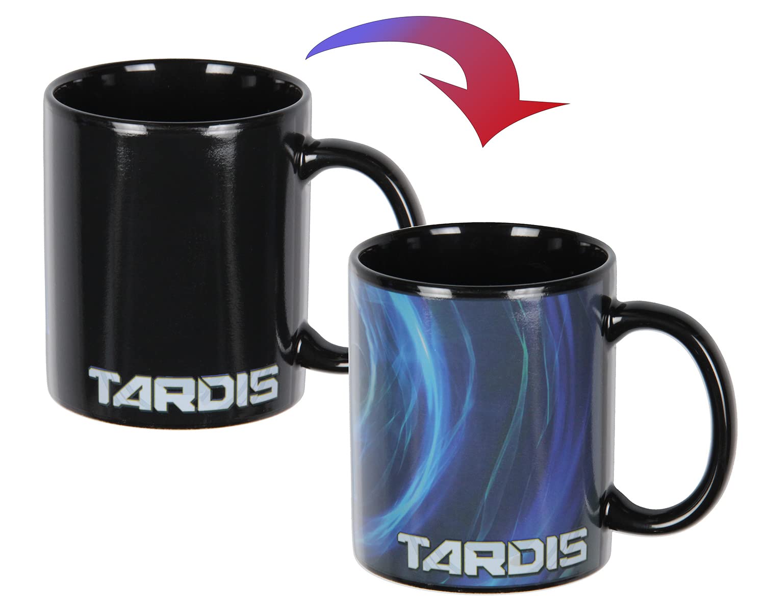 Seven Times Six Doctor Who Tardis Vortex Heat Reactive Color Changing Tea Coffee Mug Cup (Black/Blue)