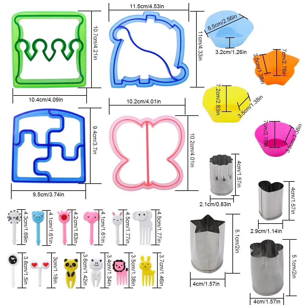 Jogilboy 32 Pcs Diy Food Set Sandwich Cutters And Sealer Sandwiches Maker Fun Crust Cutters Shapes Fruit And Vegetable Cutters F