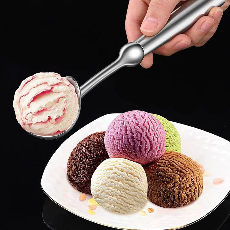 Multipurpose Pro Heavy Duty Stainless Steel Ice Cream Scoop With Comfortable Handle And Ergonomic Non-Slip Grip (Silver Style I)
